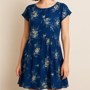 💙 Band of Gypsies Navy Floral Babydoll Top | Boho Cottagecore | Size M 💙